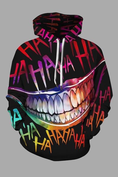 Street 3D Joker Printed Hooded Sweatshirt