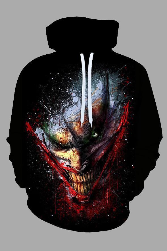 Street 3D Joker Printed Hooded Sweatshirt