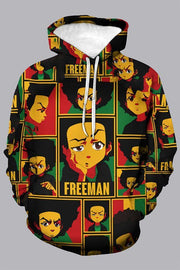 3D Multicolor Digital  Cartoon Printed Hooded Sweatshirt