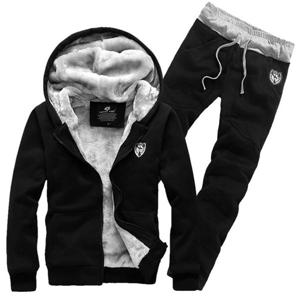 Trendy Hooded Collar Drawstring Men Two Piece Pants Set