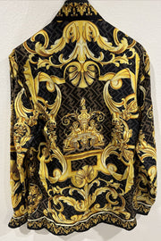 Hawaiian Beach Vacation Men's Long Sleeve Shirt - Baroque Court Luxury Print