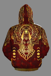 ANUBIS & BASTET PATTERN IN RED ALL-OVER HOODIE